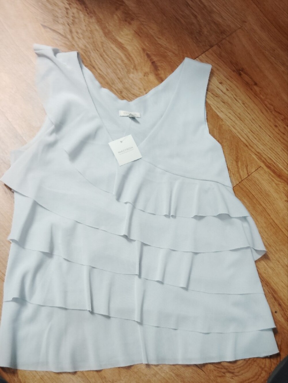 Madison Pale Blue Ruffle V-Neck Camisole - Picture 3 of 7